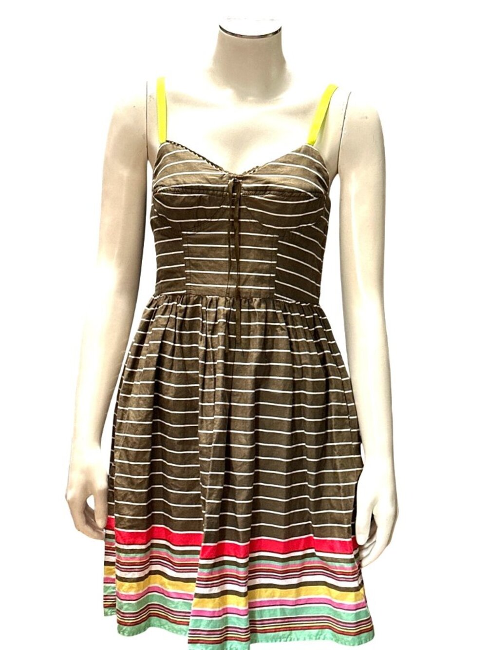 Mossimo Supply Co Small Brown Striped Cotton Sundress Adjustable Straps Summer R